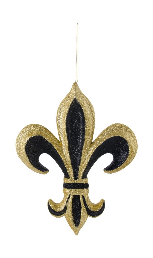 10  Metallic Glitter Fleur De Lis Ornament: Black & Gold Online