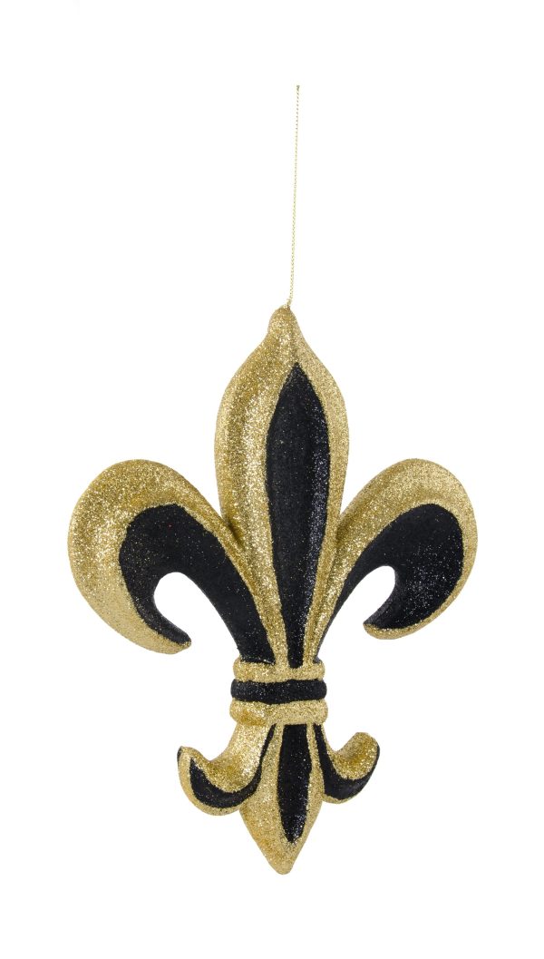 10  Metallic Glitter Fleur De Lis Ornament: Black & Gold Online