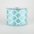 2.5  Satin Quatrefoil Lattice Ribbon: Aqua Blue (10 Yards) Online Hot Sale