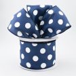 2.5  Satin Polka Dot Ribbon: Navy with White (10 Yards) Supply