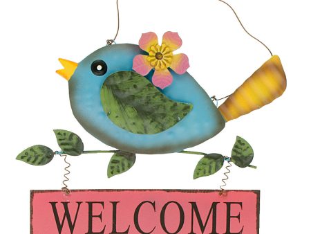 10  Metal Bird Welcome Hanging Sign: Blue Online