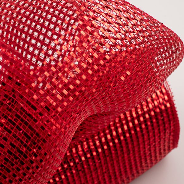 10  Poly Mesh Roll: Red with Deluxe Wide Red Foil Online Sale