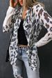 White Vintage Leopard Print Open Cardigan For Discount