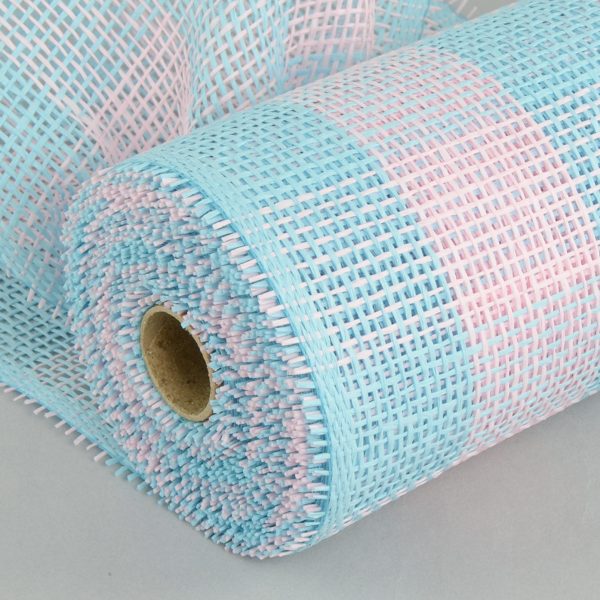 10  Paper Mesh Roll: Pink Blue Plaid (10 Yards) Online