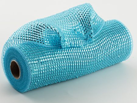 10  Poly Mesh Rolls: Deluxe Wide Foil Turquoise Blue on Sale