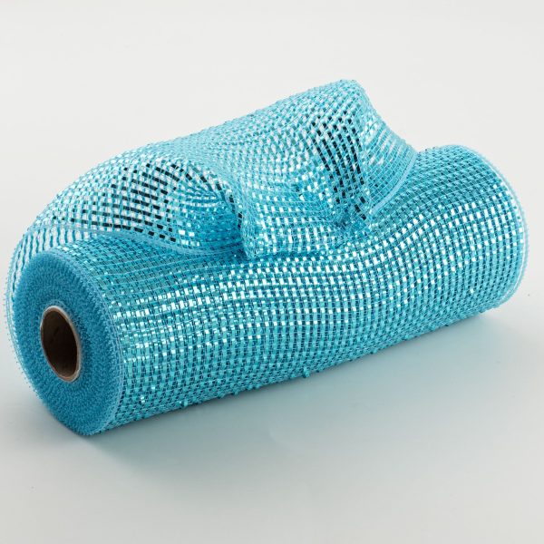 10  Poly Mesh Rolls: Deluxe Wide Foil Turquoise Blue on Sale