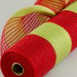 21  Poly Jute Deco Mesh: Red & Lime Wide Stripe (10 Yards) For Cheap