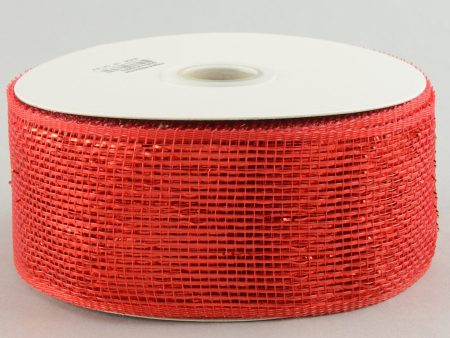 2.5  Poly Deco Mesh Ribbon: Metallic Red Cheap