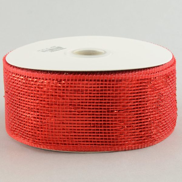 2.5  Poly Deco Mesh Ribbon: Metallic Red Cheap