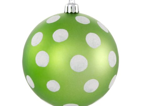 100MM Polka Dot Polka Dot Ornament: Matte Lime Green & White Online Sale