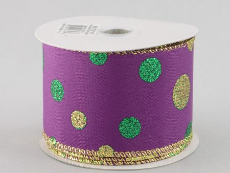 2.5  Glitter Dots Ribbon: Mardi Gras (10 Yards) Discount