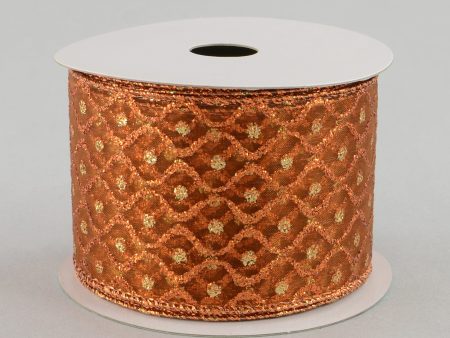 2.5  Sheer Glitter Dot Ribbon: Copper Gold (10 Yards) Online Sale