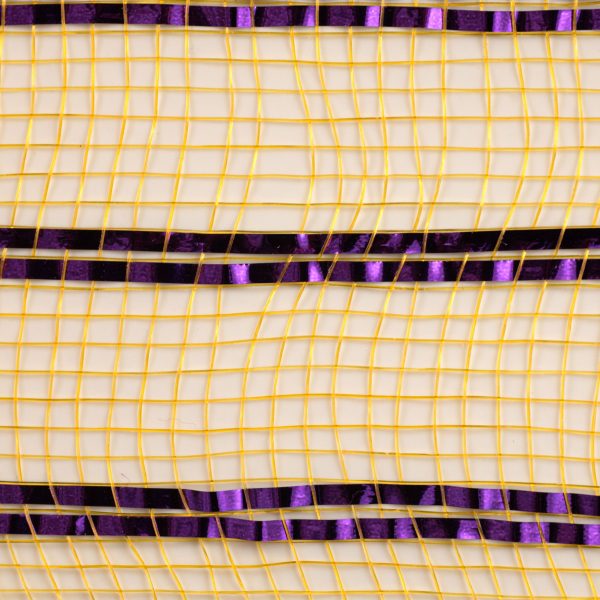 21  Poly Mesh Roll: Gold with Purple Stripe Online now