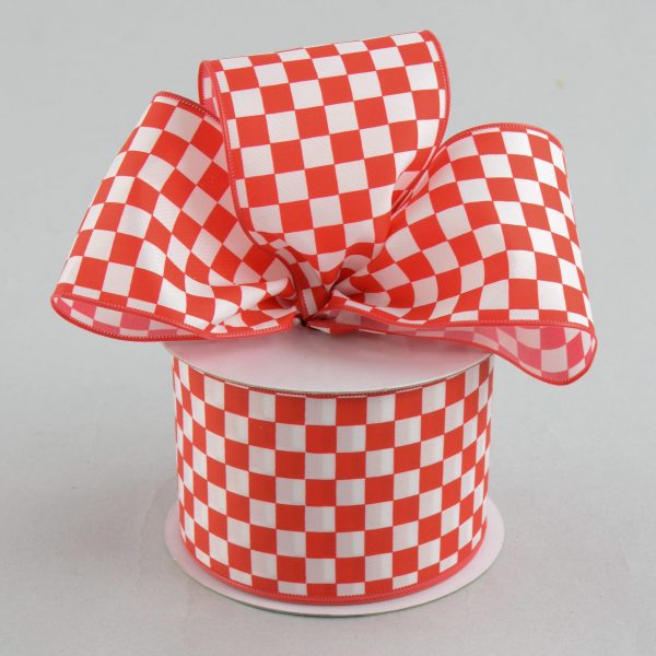 2.5  Red and White Check Ribbon (10 Yards) Supply