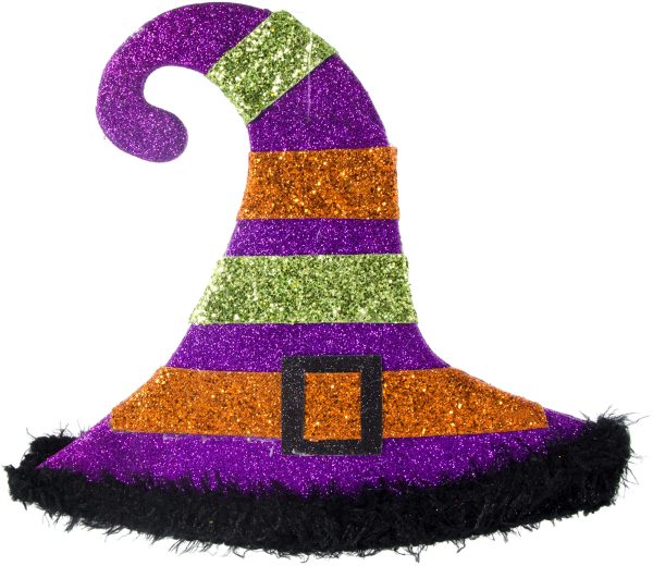 10  Witch Hat Decoration: Purple, Orange & Lime Green Cheap