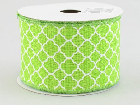 2.5  Quatrefoil Ribbon: Lime Green & White (10 Yards) Online