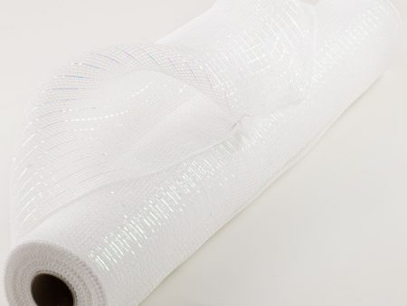 21  Poly Deco Mesh: Metallic White Iridescent on Sale