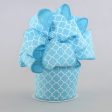 2.5  Quatrefoil Ribbon: Turquoise & White (10 Yards) Hot on Sale