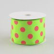 2.5  Lime Green & Fuchsia Polka Dot Ribbon on Sale