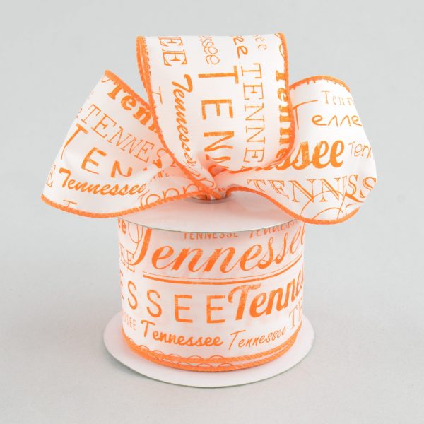 2.5  Tennessee Print Ribbon: Orange & White (10 Yards) on Sale