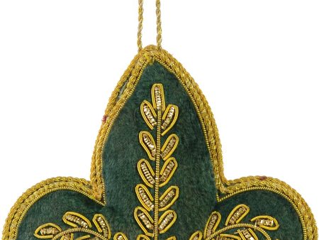 Zardozi Fleur de Lis Ornament: Green Cheap