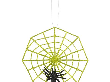 10.5  Glittered Spider Web & Spider: Lime Green Discount