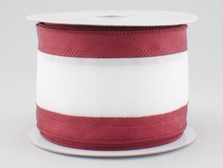 2.5  Satin Team Stripe Ribbon: Burgundy & White (10 Yards) Online Sale