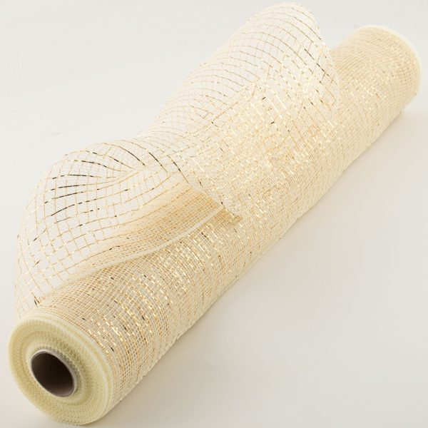 21  Poly Deco Mesh: Metallic Cream & Gold Online Sale