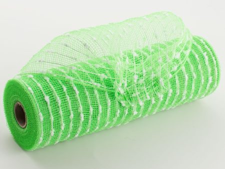 10  Snowball Deco Mesh: Lime Green & White (10 Yards) Online Hot Sale