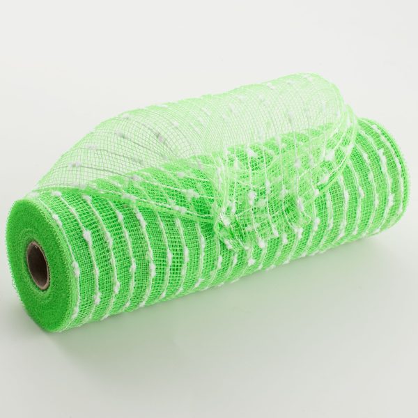 10  Snowball Deco Mesh: Lime Green & White (10 Yards) Online Hot Sale