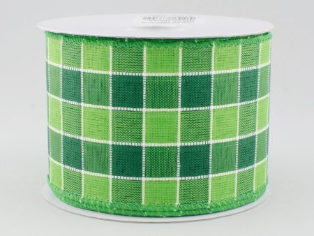 2.5  Lime & Emerald Plaid Checks Ribbon (10 Yards) Fashion