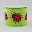 2.5  Big Ladybugs Ribbon: Lime Green (10 Yards) Online