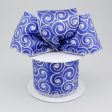 2.5  Jewel Swirl Dot Ribbon: Royal Blue (10 Yards) on Sale