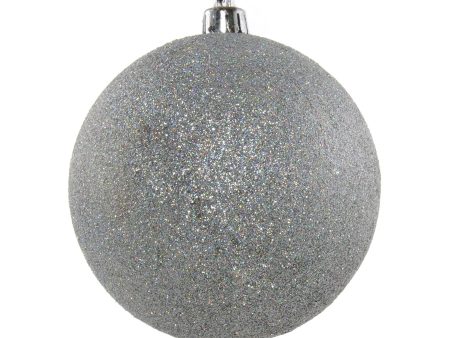 100MM Round Glitter Ball Ornament: Laser Silver Fashion