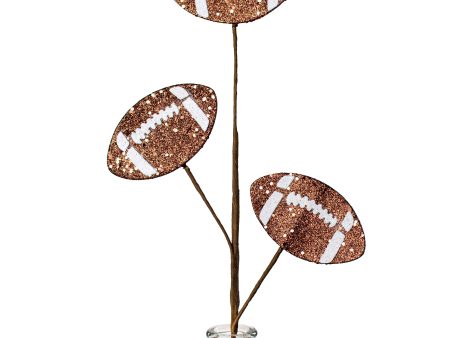 24  Glitter Football Floral Spray: Brown For Discount