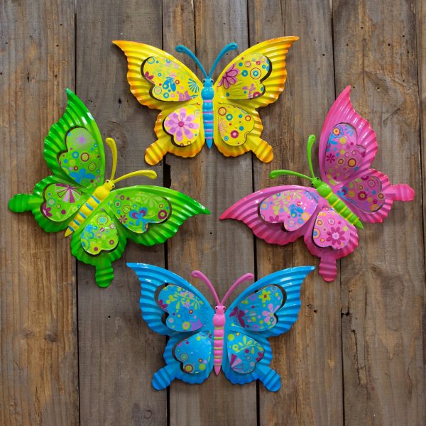 12  Tin Butterfly Hanger: Turquoise Blue Sale