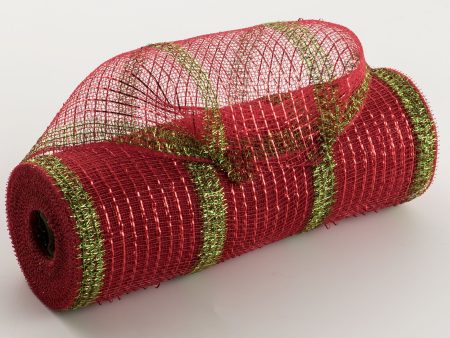 10  Poly Deco Tinsel Mesh: Red & Lime Green (10 Yards) Discount