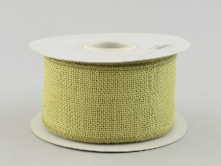 2.5  Wired Edge Burlap Ribbon: Light Green (10 Yards) Sale