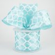 2.5  Satin Quatrefoil Lattice Ribbon: Aqua Blue (10 Yards) Online Hot Sale