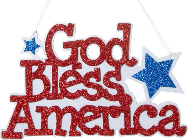 13  Glittered God Bless America Word Sign: Red, White & Blue Fashion