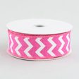 1.5  Canvas Chevron Ribbon: Hot Pink & White (10 Yards) For Cheap