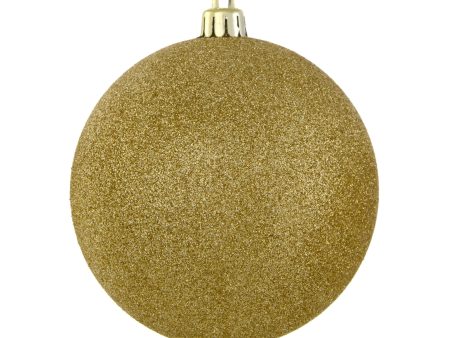 100MM Round Glitter Ball Ornament: Metallic Gold Discount