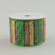 2.5  Sheer Glitter Stripe Mardi Gras Ribbon (10 Yards) Online