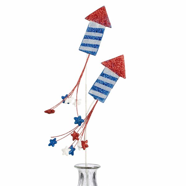 28  Glitter Striped Patriotic Rocket Spray Cheap