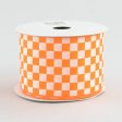 2.5  Orange and White Check Ribbon (10 Yards) For Discount