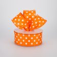 1.5  White Polka Dot Ribbon: Orange (10 Yards) For Discount