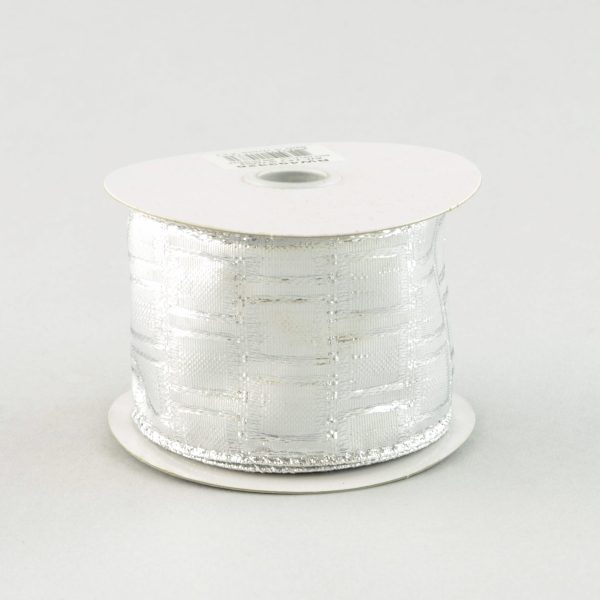 2.5  Silver Squares Ribbon (10 Yards) Sale