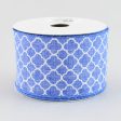 2.5  Quatrefoil Ribbon: Denim Blue & White (10 Yards) Online now