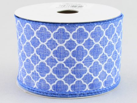 2.5  Quatrefoil Ribbon: Denim Blue & White (10 Yards) Online now