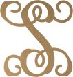 12  Wood Letter Vine Monogram: S For Sale